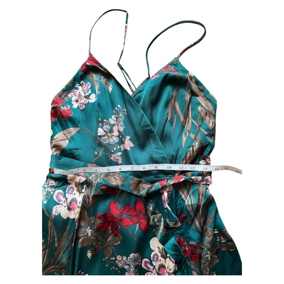 Lulus Dark Floral Maxi Gown with Side Slit and Tie Belt Size Medium - Picture 6 of 10